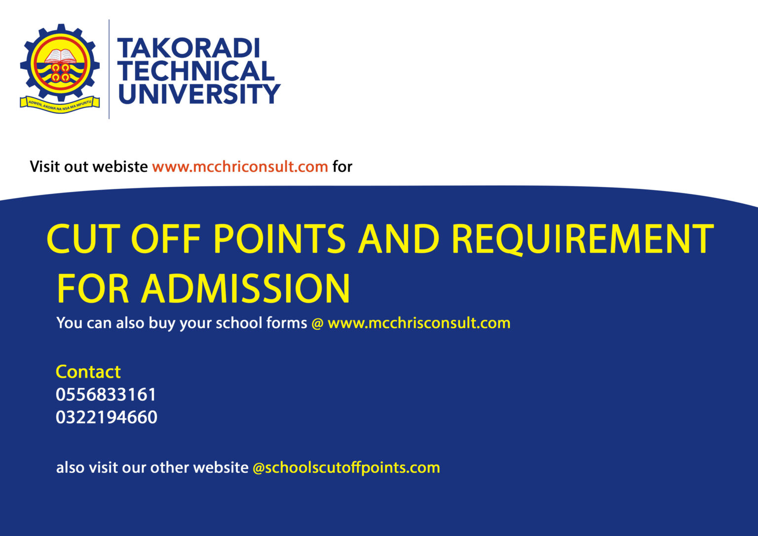 TAKORADI TECHNICAL UNIVERSITY CUT OFF POINTS AND COURSES FOR THE 2024/ ...