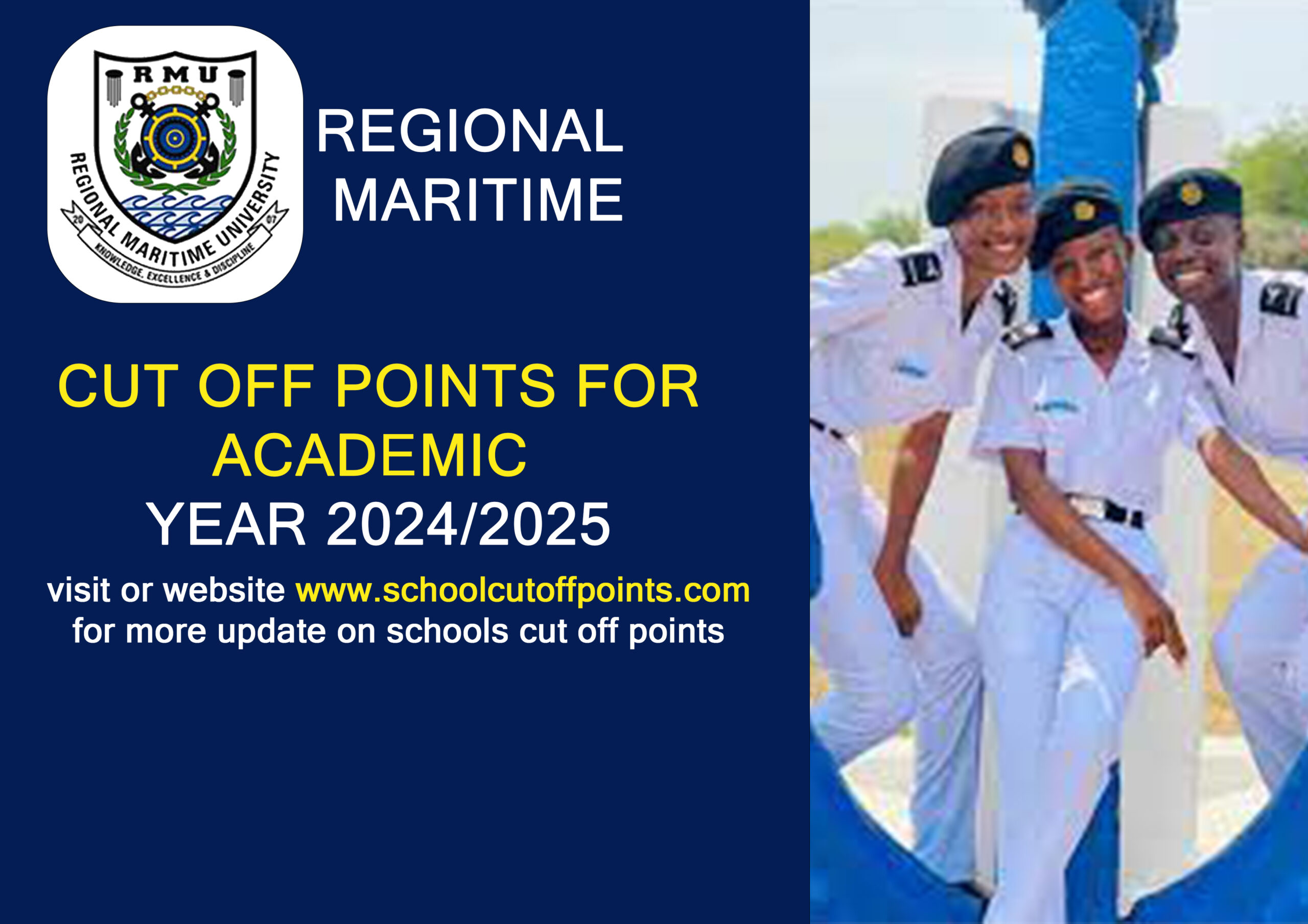 REGIONAL MARITIME (RMU) CUT-OFF POINTS FOR UNDERGRADUATE ADMISSIONS